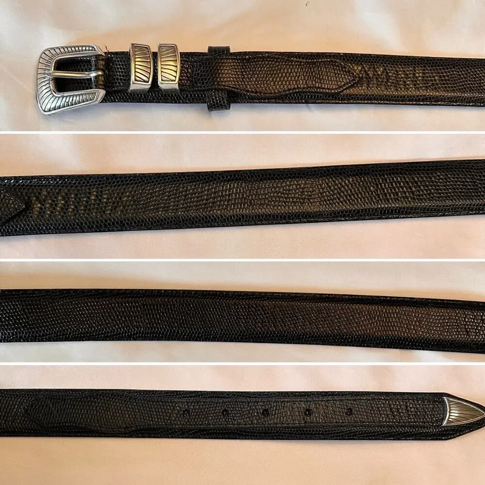 Mens Vintage 90s Ashworth Stuart Bern Leather Belt Double Tongue Sz 38